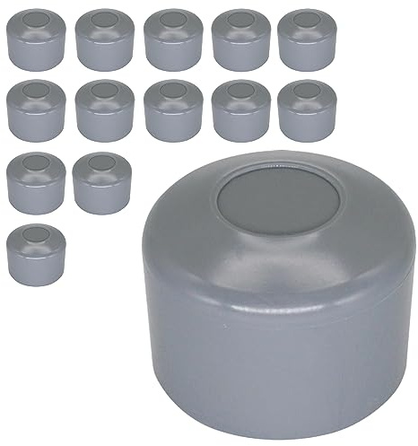 SKIR'CO (14 Stk) Zaunpfostenabdeckungen, Runde 40 mm Graue Kunststoffkappen für Runde Zaunpfosten, Zaunpfostenabdeckungen, Fenster Grau RAL 7040 Farbe