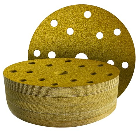 GZKTY Kardborreslippapper Set 150 mm, 50 St, Kornstorlek P40, 15 hål, Slipblad för Excenterslipmaskiner, Kardborre Slippapper, Orbital Sandpapper för Orbitalslipmaskiner