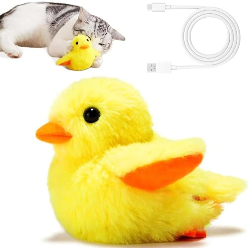 Pipihome Interaktives Katzenspielzeug Selbstbeschäftigung, Elektrisch Katzenspielzeug Vogel Flattern, Plüsch Katze Spielzeug mit Katzenminze & USB-C Wiederaufladbar, Weckt Cat Jagdinstinkt