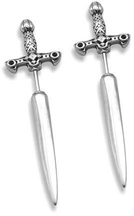 Pendientes GTHIC de acero inoxidable con forma de espada Punk para hombres y mujeres, pendientes góticos de daga CZ, regalo