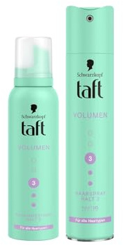 Taft Schwarzkopf Schaumfestiger Volumen (150ml) Haltegrad 3 Haarschaum für alle Haartypen volumengebendes Mousse & Haarspray Volumen (250 ml) Haarstyling vegane Formel*