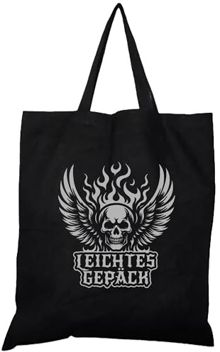 Fördeblau Metalhead Baumwollbeutel mit Totenkopf-Design, 38x42 cm – Langlebiger Einkaufsbeutel mit Spruch als Geschenkidee für Metal-Fans und Headbanger