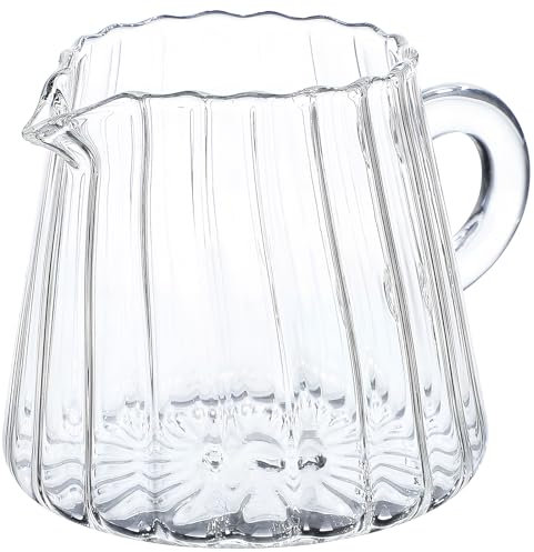 iplusmile Mini Glass Milk Jug, Portable Creamer Pitcher Glass Milk Pitcher Elegant Diamond Design for Coffee Tea, Juice, Coffee Dining Table Christmas Wedding Roast Dinners （6 * 6.3cm）
