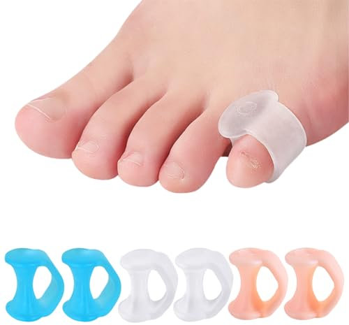 6 Stück Zehenspreizer, Gel Zehenstrecker Kleiner Zeh, Silikon Zehentrenner für Bunion und Hammerzehen, Hallux Valgus Korrektur Relief Druck und Schmerzen,Zehenstrecker für überlappende Zehen