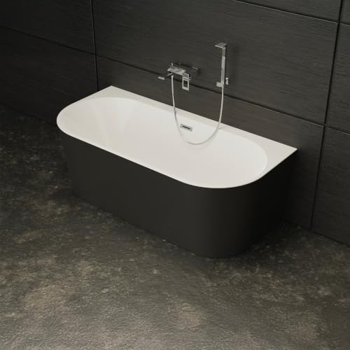 Baignoire Semi-îlot Murale Naos 170 Noire 170 X80 X58 Cm, By Spalina