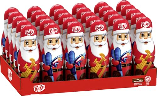 KITKAT Schoko-Weihnachtsmann, 30er Pack (30 x 45g) | Weihnachtsmann aus zartschmelzender Milchschokolade mit Knusperstückchen