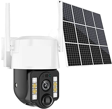 SilteD Solar Security Camera Outdoor 5MP 4G SIM Card PTZ IP Camera PIR Motion Detection 10W Solar Surveillance Camera Waterproof 30M Colorful Night Vision(4G Camera Only)