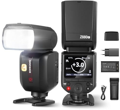 NEEWER Z880-C Flash 2,4G 76W TTL Kamera Blitzlicht Speedlite Kompatibel mit Canon, Upgraded UI, Modellierlampe TTL/M Schnellschalter TCM Taste, 1/8000s HSS 7,4V/2600mAh Akku 480 Vollle Leistung Blitze