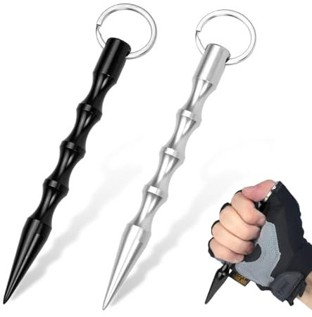 2 Stück kubotan Selbstverteidigung Waffen Legal Verteidigungs für Frauen Self Defense Schlüsselanhänger Legale Zur Stick Keychain Selbstschutz Weapons Verteidigung (Spitzes Schwarz 1 + Spitzes Weiß 1)