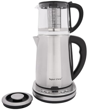 Donened - Wasserkocher Glas, 2,5L+1L, 1500W Leistungsstarker Elektrischer Wasserkocher, Elektrischer Wasserkocher mit Kleine Teekanne, Schnelles Aufheizen (Silber)