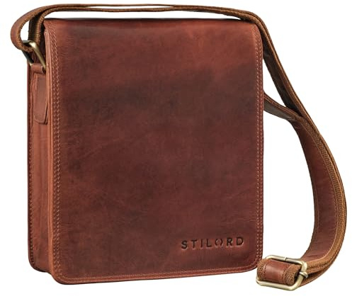 STILORD Akito Umhängetasche Herren Leder Klein - Ideal für Alltag Reise oder Stadt-Bummel - Mit Tabletfach für 8,4 Zoll iPad - Ledertasche Herren Klein aus Echtleder Farbe:Porto - Cognac