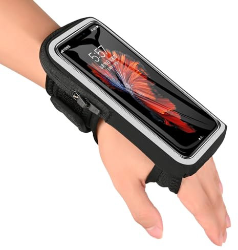 Guzack Running Phone Holder 2 IN 1 Sweatproof Cycle Gym Sports Mobile Forearm Wrist Holder Running Case for iPhone 16/15/14/13/11 Pro Max Samsung Phone Arm Band with Pocket Ridding Jogging Accessories