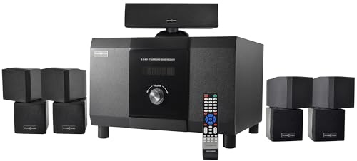 5.1 Channel Home Theater System with 10 Subwoofer, Bluetooth,5 Speakers, Remote, Radio, RCA- Perfect for Movies, Music, Karaoke