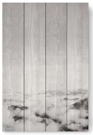artboxONE Holzbild 60x40 cm Natur Rauchige Berge von Künstler Sandra Jelinek