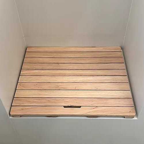 Wasserdichte Holzmatte für Dusche, Badewanne, rutschfeste Holzbodenmatte für Spa, Terrasse, Pool, Innen- und Außenbereich, 60 x 60 cm