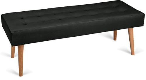 MG Design Polsterbank 45 × 120 cm in Schwarz – stabiles Holzgestell, weich gepolstert, samtig-weiche Oberfläche mit dezentem Schimmer, pflegeleicht – für Wohnzimmer, Schlafzimmer & Flur