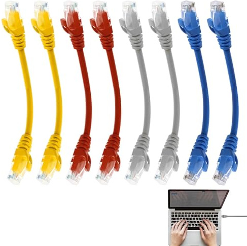 Watlikeup 8 Pcs Short Cat6 Ethernet Patch Cable,High Speed Internet Network Cable Cat6 Patch Cables with Rj45 Connectors for Router Modem,Patch Leads,Server Switch TV PC (Mixed Color)