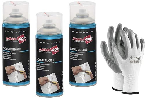 HYTAMA TOOLS dissolve silicone durci spray remove silicone frais 3 bombes de 400 ml + gants offerts