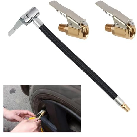 Riybyds Conjunto de extensión de válvula, Válvula para Neumáticos, Incluye 1 Manguera de Inflado de 20cm y 2 Boquillas Inflado Neumático, Compatible para Bicicletas, Motos, Automóviles y Camiones