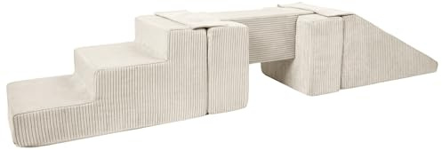 Steg-Rutsche-Set Großbausteine Softbausteine Schaumstoffbausteine Spielbaustein (Farbe: cremefarben (Cord))