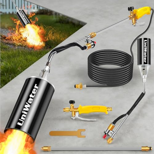 Upgraded Propane Torch Weed Burner, Portable Garden Torch for Weed, Heavy Duty Blow Torch Flamethrower for Weed Burner, High Output 1,800,000BTU Propane Flame Weed Torch,Weed Blow Torches-Yellow