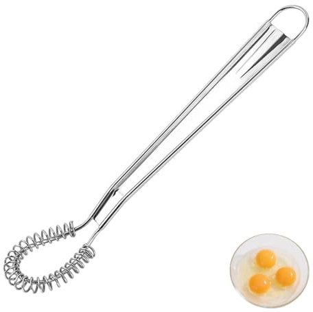 Magischer flacher manueller Hand-Schneebesen aus Edelstahl, Küchenwerkzeug, Mini-Schneebesen, Federspiraldraht, kompakt, bequem und effizient, Kaffeesauce, Milch, Kochen, Backen, Schlagen