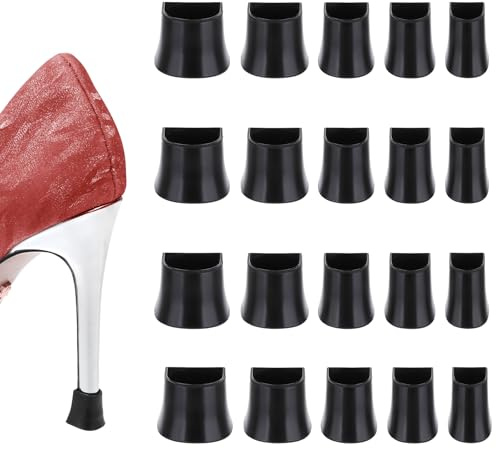 LXUEJIE 10 Paar Absatzschoner High Heels Schwarz Rutschfeste Stöckelstulpen | Silikon Fersenschutz Schuhe Ersatz 5 Größen Absatzschutz High Heel Protectors für Gras Hochzeit Freien (XX, XS, S, M, L)