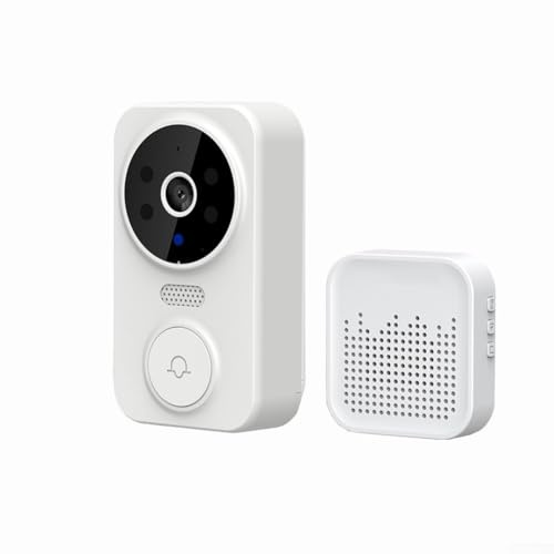 HEBEOT Wireless Smart Video Doorbell with Two Way Audio Intercom Waterproof Design 800mAh for battery White for Home Security
