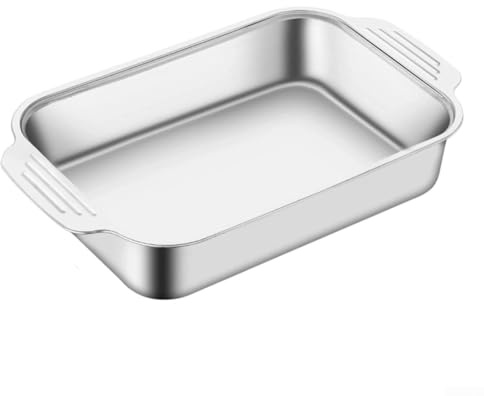 Sartén de barbacoa de acero inoxidable con asas, compatible con cocinas de inducción, diseño profundo para evitar derrames de alimentos mientras asas pescado (B)