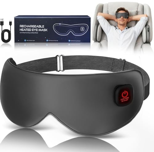 Cordless Heated Mask for Dry Eyes, Light Blocking Sleeping Mask, Warm Compresses Electric Heating Pad for Stye Treatment, Blepharitis, Sinus, Migraine - Gifts for Women and Men (Grey)