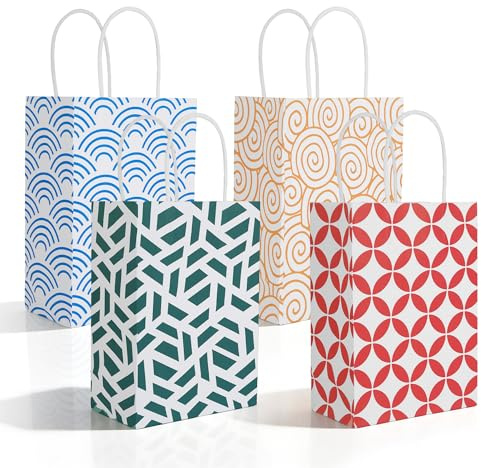 24 Stück Geschenktüten Set, 15×21×8 cm Geschenktüten für Frauen– Moderne Geschenkbeutel aus 120g Papier, Stilvolle Geschenktaschen für Frauen, Geburtstag, Weihnachten, Mitbringsel