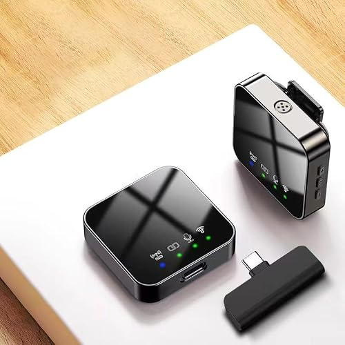 PureBowlic trådlös mikrofon med för Android Phs, bärbar för minimikrofon för typ-C-gränssnitt för utomhus karaoke, livestreaming, vlogging, intervjuer, klar ljudinspelning, svart plast, 14 x 8 x