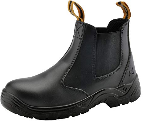 SAFETOE Chaussure de Securité Homme Chantier - M8025 S3 Travail Bottes de Protection Montante, Anti Glisse Basket Chaussure de Sécurité Montantes Cuir