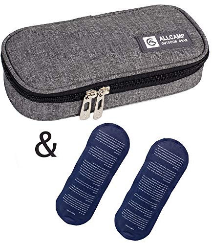 apollo walker Nevera Insulina Viaje Insulina : Organizador Portátil con 2 Bolsa Nevera Pequeña, Forro Aislante y Compartimento para Bolígrafos(Gris Oscuro)