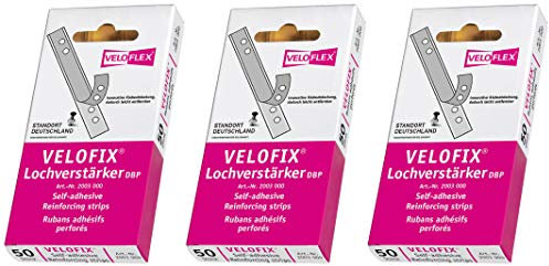 VELOFLEX Lochverstärker 105 x 15 mm, 50er Packung, selbstklebend, glasklar (3)