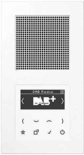 Jung Smart Radio DAB Komplett-Set Weiß DABA1WW mit 1 Lautsprecher und 2-Fach Rahmen A5582BFWW