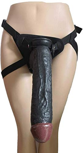 Wilder Stallion Strap-On Gode En Silicone Xxl RéAliste/Gode Anal RéPlique De PéNis Godes Strap-On Amovibles Avec Harnais RéGlable Sm Se Masturbe Pour Les Lesbiennes 31 * 6,5 Cm-Noir