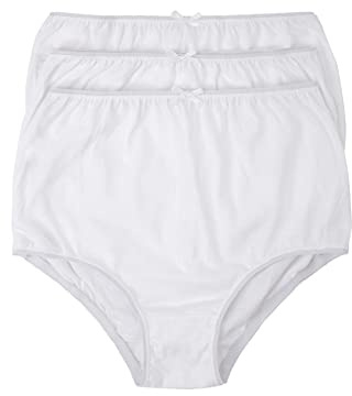 Marlon Womens Venetia 100% Cotton Full Brief (Pack of 3), White, 12-14