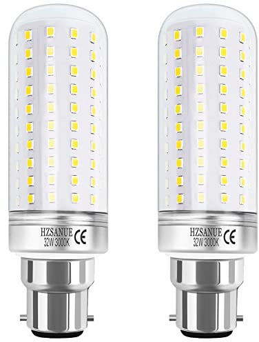 HZSANUE LED Lampadine Mais 32W, B22 Lampadina Baionetta, 3000K Bianco Caldo, 3600LM, 240W Lampadine Incandescenza Equivalenti, Non Dimmerabile, Confezione da 2