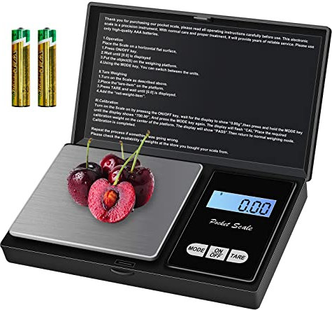 Taschenwaage Feinwaage 500g/0.01g Grammwaage Goldwaage Präzisionswaage Digitalwaage mit LCD Display und 7 Einheiten Tara Funktion (Einschließlich 2 Batterien), Schwarz