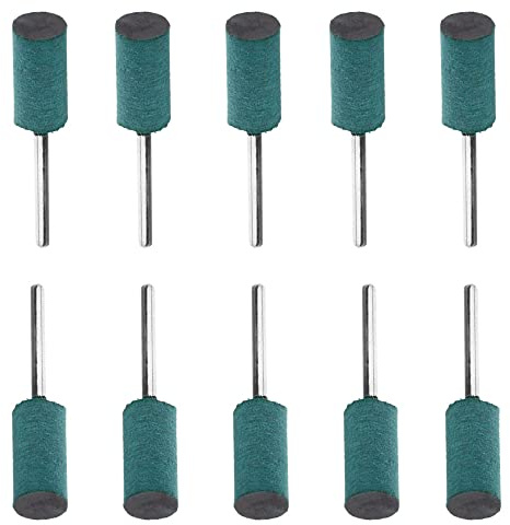Lot de 10 têtes de polissage en caoutchouc en forme de cylindre avec tige de 3 mm, ensemble d'accessoires de polissage multifonction pour outils rotatifs (3 x 12 mm)