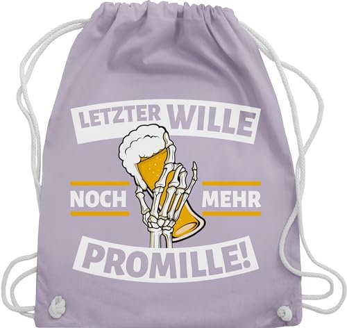 Turnbeutel Rucksack - Party & Alkohol Herren - Letzter Wille mehr Promille! Skeletthand mit Bier - Unisize - Pastell Lila - saufrucksack sauf promille beutel saufen alki unser rucksäcke trink