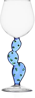 Ichendorf Milano Calice Vino Cactus Azzurro | Collezione Desert Plants | 35 cl | Vetro Borosilicato | Fatto a Mano