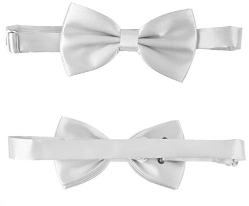 Leeadwaey Herren-Taschentuch, Satin, Fliege, Kummerbund, Einstecktuch, Dunkelblau, Marineblau, 3 Stück, weiß, Medium