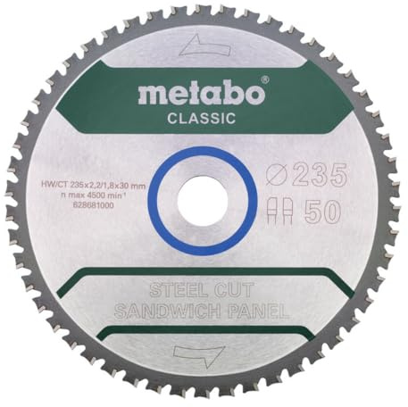 Metabo Sägeblatt steel cut/sandwich panel - classic, Blatt 235 x 30, Zähne 50, FZ/FA 4° # 628681000