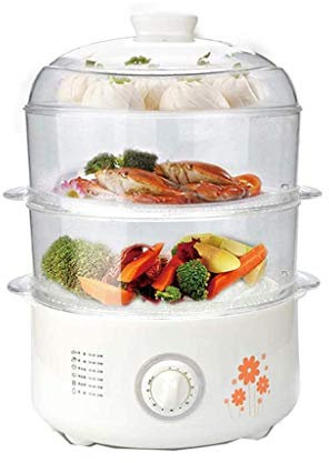OQHAIR Vaporera eléctrica de 10 litros, vaporera Multifuncional de Tres Capas para el hogar, pequeñas Verduras al Vapor con Apagado automático, vaporera eléctrica