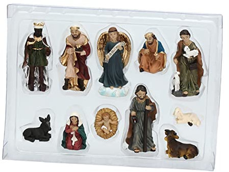 1set Nativity Figurine Handmade Jesus Birth Sculpture Decorative Artware for Home Office Religious Statues Holiday Present