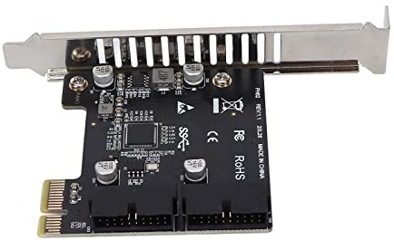 Bewinner PCIE zu USB3.0 Erweiterungskarten, 19/20 Pin Schnittstelle mit Sicherung und Power MOSFET Kompatibler X4 / X8 / X16 Riserkarte für (PH62 volle Höhe)