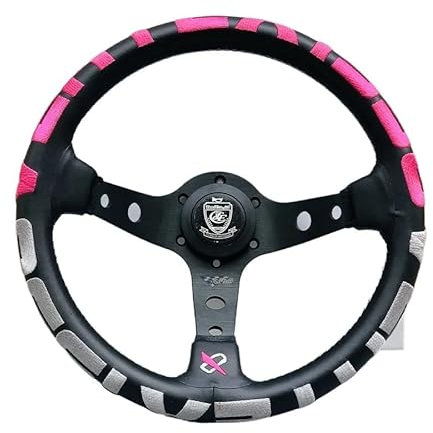 Volante Desplazado VOLANTE DE PIEL - 1996 ROSA - 330MM Volante Coche Deportivo (Color : Pink)