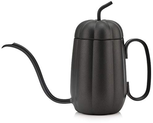 OQHAIR Cafetera Cafetera de Acero Inoxidable de 6 mm para Verter sobre hervidor de Agua Uso doméstico Multicolor en Forma de Calabaza 450 ml Cafetera de Acero Inoxidable (Color: Negro, ta